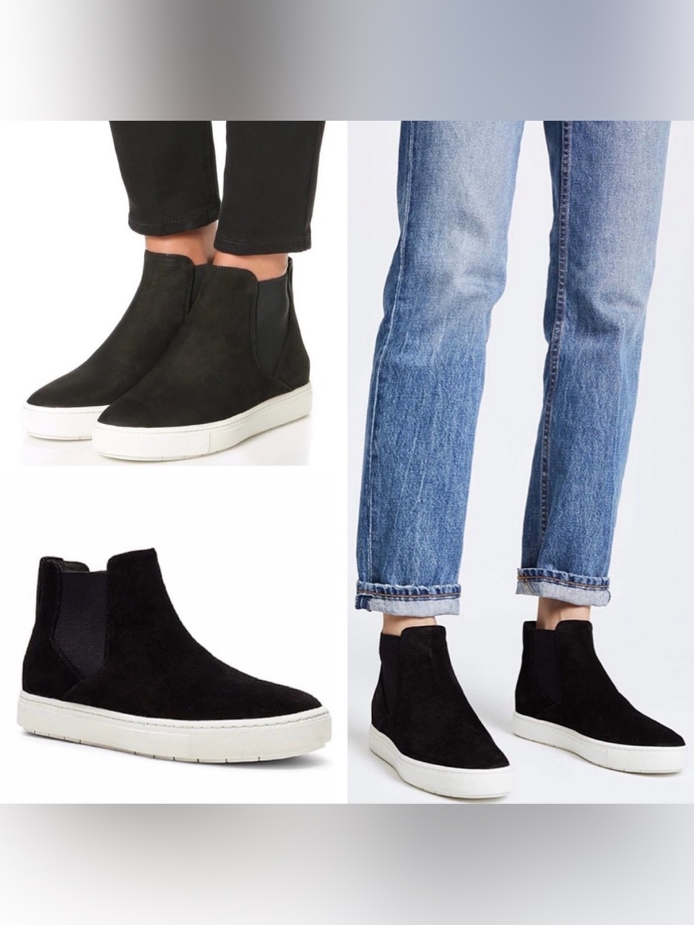 Vince Black Suede Slip-On High-Top Newlyn Sneakers